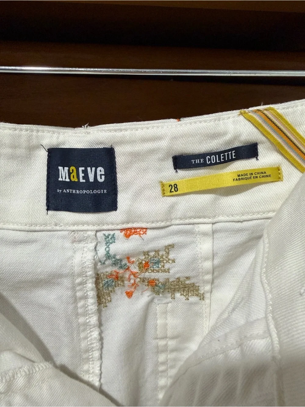 Anthropologie Maeve Denim Colette Embroidered Pants - Size 28 - Picture 7 of 8